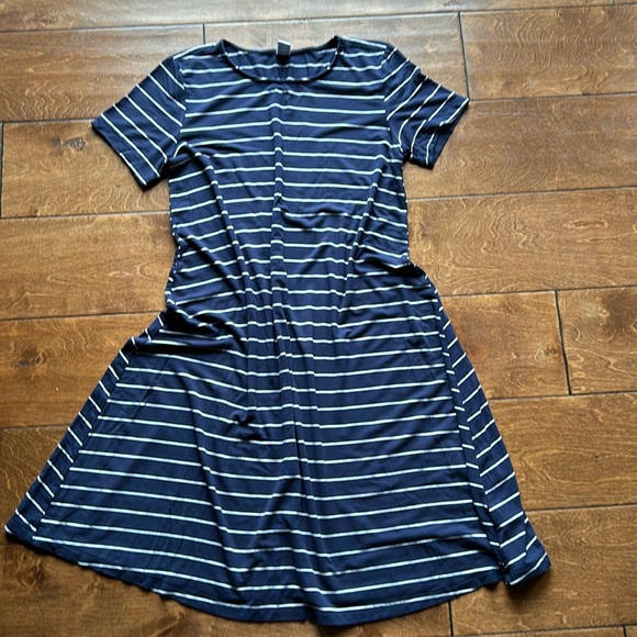Old Navy Jersey Swing Dress Blue and White - Picture 2 of 4